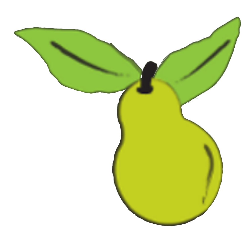 Growstuff brand logo (drawing of a pear)